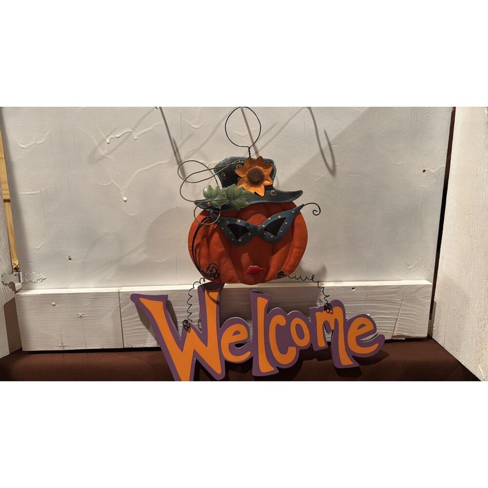 Halloween Fall Autumn Door Decor Welcome Pumpkin